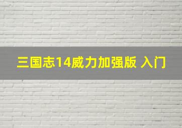 三国志14威力加强版 入门